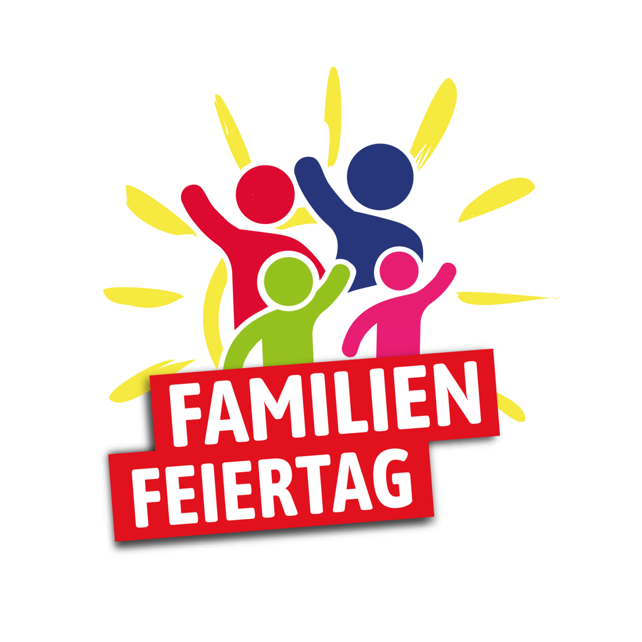Rundes Logo zum Familientag mit vier stilisierten Figuren