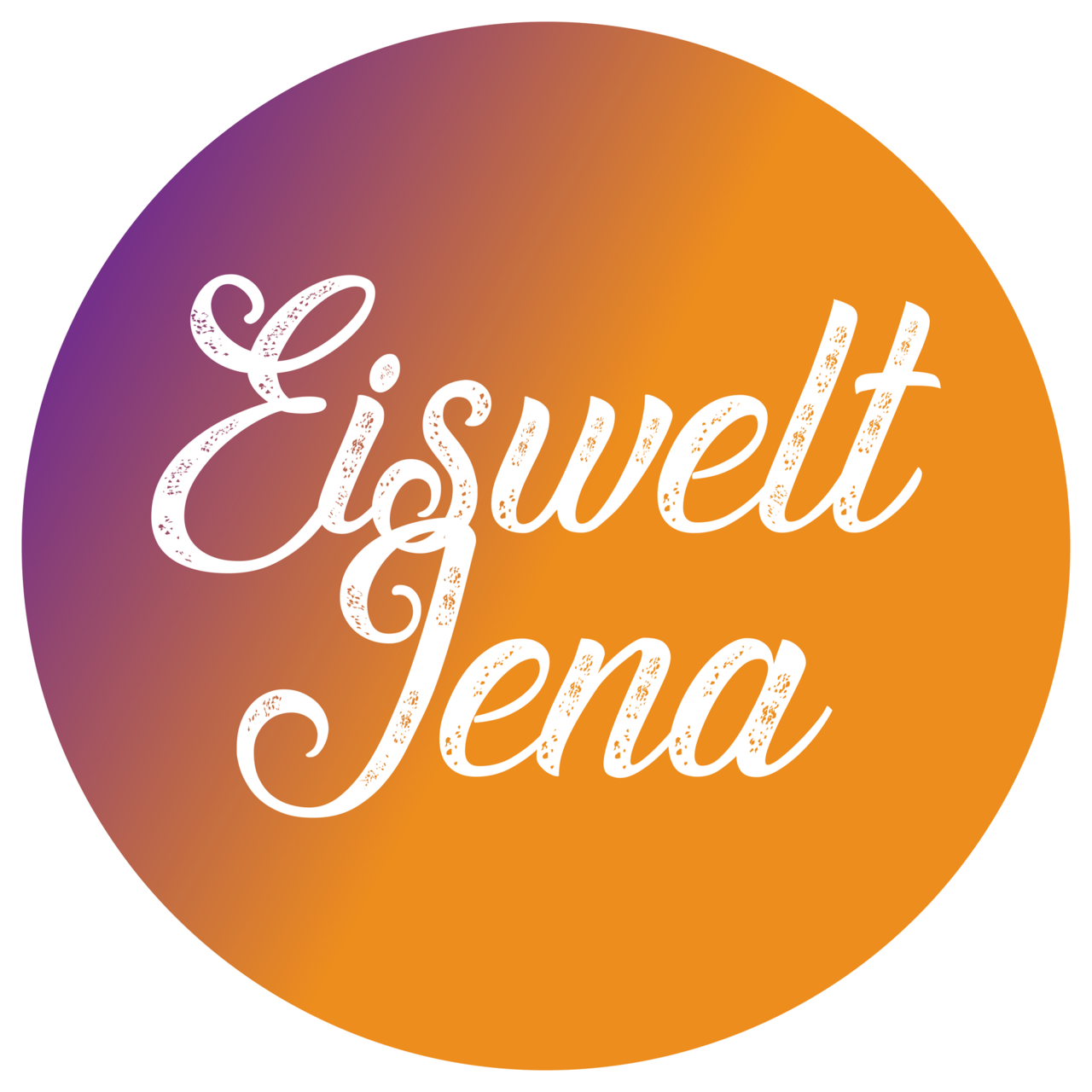 Rundes Logo Eiswelt Jena mit orange-lila Farbverlauf